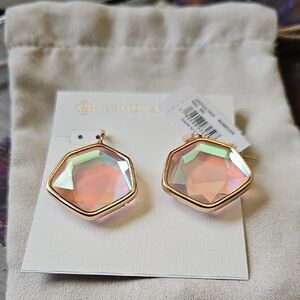 Kendra Scott Iridescent Pink and Gold Earrings